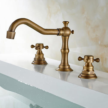 Chester Traditional Double Handle Bathroom Widespread Sink Faucet Victorian Spout